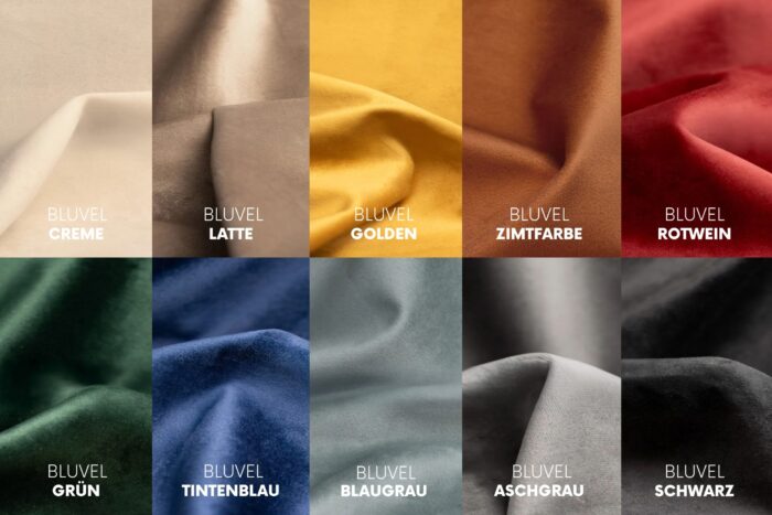 Ecksofa luxuriöses Velours-Sofa mit außergewöhnlichem Komfort im Stoff Bluvel modernes AVERRO