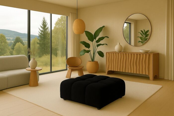 Hocker luxuriöser, moderner Modulhocker im Veloursdesign im Stoff Bluvel BOLLA