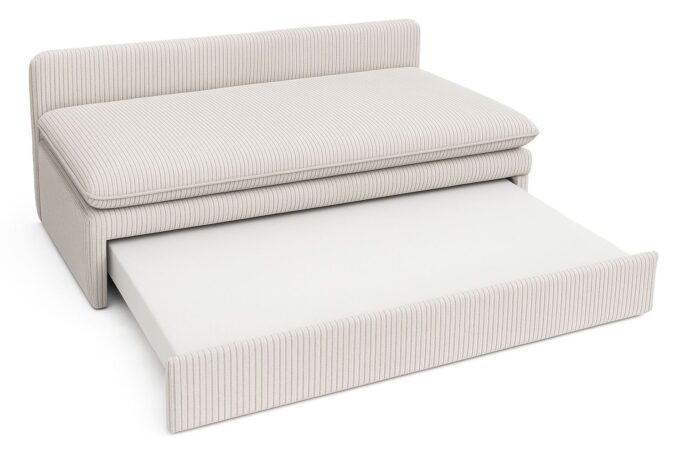Schlafsofa aus Cord Stoff Poso Olia – Kompakt, Modern, Mit Bettkasten