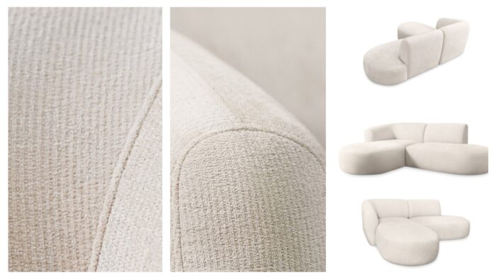 Ecksofa modernes Sofa mit natürlicher Struktur und elegantem Design LUNA im Stoff LINS