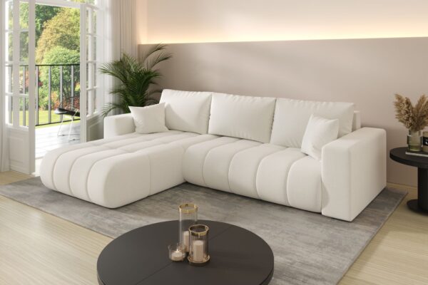 Modernes Ecksofa mit Schlaffunktion und Bettkasten Sofa L-form im Stoff WIND MILO PREMIUM