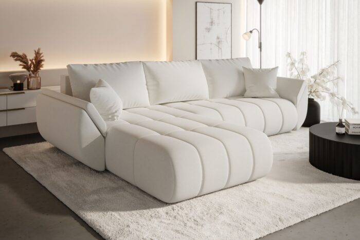 Ecksofa modernes Sofa mit Schlaffunktion und Bettkasten im Stoff WIND TOKYO PREMIUM
