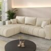 Sofa L-form modernes Ecksofa mit Schlaffunktion und Bettkasten im Veloursstoff Monolith MILO PREMIUM