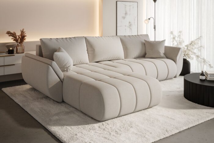 Ecksofa modernes Sofa mit Schlaffunktion und Bettkasten im Stoff WIND TOKYO PREMIUM