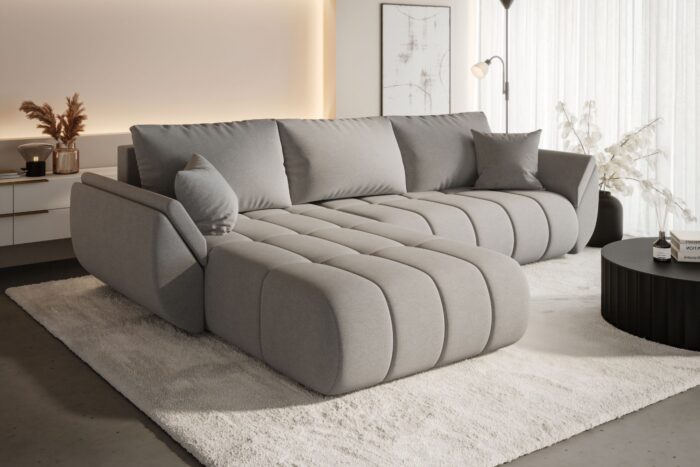 Ecksofa modernes Sofa mit Schlaffunktion und Bettkasten im Stoff WIND TOKYO PREMIUM
