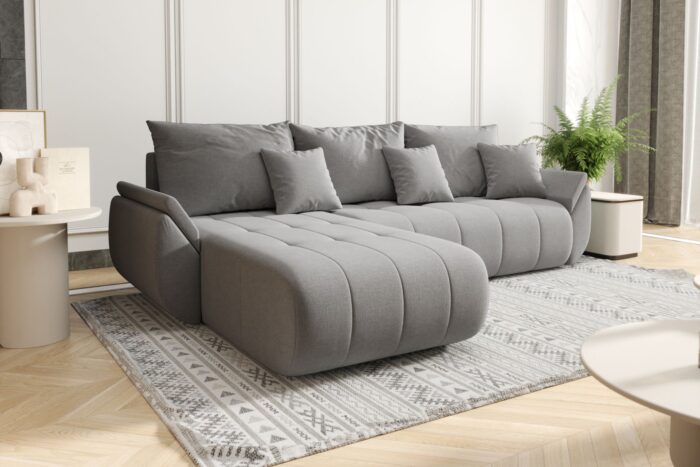 Ecksofa modernes Ecksofa mit Schlaffunktion und Bettkasten TOKYO im Stoff WIND