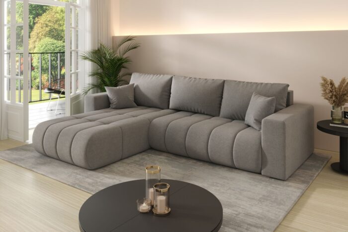 Modernes Ecksofa mit Schlaffunktion und Bettkasten Sofa L-form im Stoff WIND MILO PREMIUM