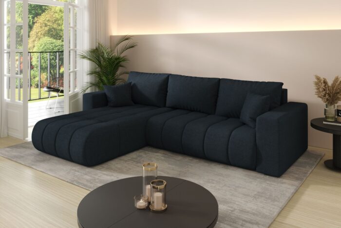 Modernes Ecksofa mit Schlaffunktion und Bettkasten Sofa L-form im Stoff WIND MILO PREMIUM