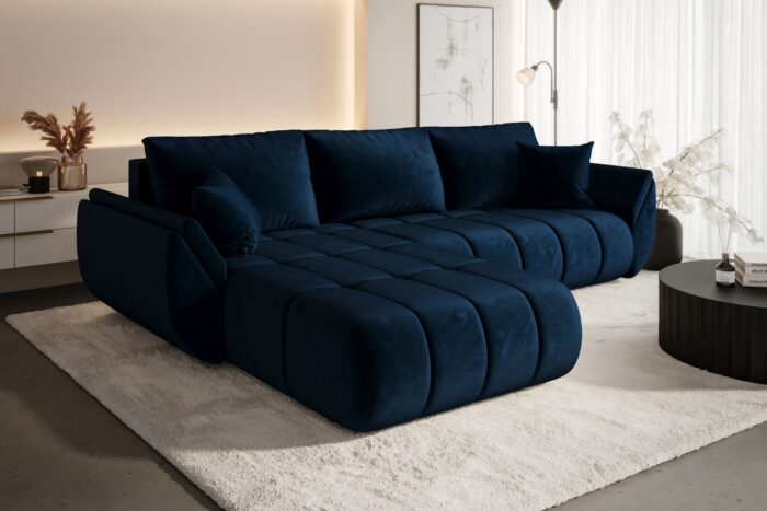Ecksofa modernes Sofa mit Schlaffunktion und Bettkaste im Veloursstoff Monolith TOKYO PREMIUM