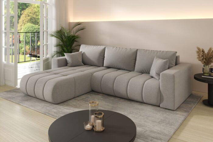 Modernes Ecksofa mit Schlaffunktion und Bettkasten Sofa L-form im Stoff WIND MILO PREMIUM