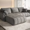 Ecksofa modernes Sofa mit Schlaffunktion und Bettkaste im Veloursstoff Monolith TOKYO PREMIUM