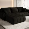 Ecksofa modernes Sofa mit Schlaffunktion und Bettkaste im Veloursstoff Monolith TOKYO PREMIUM