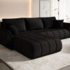 Ecksofa modernes Sofa mit Schlaffunktion und Bettkaste im Veloursstoff Monolith TOKYO PREMIUM