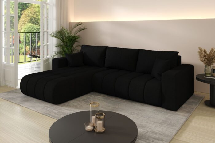 Modernes Ecksofa mit Schlaffunktion und Bettkasten Sofa L-form im Stoff WIND MILO PREMIUM