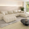 Ecksofa modernes U-Form Sofa mit Schlaffunktion und Bettkasten im Veloursstoff Monolith MILO U PREMIUM