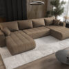 Modernes Ecksofa mit Schlaffunktion und Bettkasten Sofa im Veloursstoff Monolith MILO U
