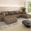 Ecksofa modernes U-Form Sofa mit Schlaffunktion und Bettkasten im Veloursstoff Monolith MILO U PREMIUM