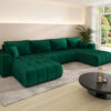 Ecksofa modernes U-Form Sofa mit Schlaffunktion und Bettkasten im Veloursstoff Monolith MILO U PREMIUM