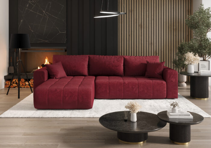 Ecksofa Sofa L-form mit Schlaffunktion und Bettkasten im Veloursstoff Monolith modernes MILO