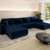 Ecksofa modernes U-Form Sofa mit Schlaffunktion und Bettkasten im Veloursstoff Monolith MILO U PREMIUM
