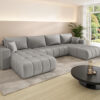 Ecksofa modernes U-Form Sofa mit Schlaffunktion und Bettkasten im Veloursstoff Monolith MILO U PREMIUM