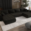 Modernes Ecksofa mit Schlaffunktion und Bettkasten Sofa im Veloursstoff Monolith MILO U