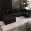 Modernes Ecksofa mit Schlaffunktion und Bettkasten Sofa im Veloursstoff Monolith MILO U