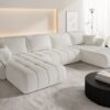 Ecksofa mit Schlaffunktion und Bettkasten modernes U-Form Sofa im Stoff WIND modernes U-Form Sofa TOKYO U PREMIUM