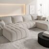 Ecksofa mit Schlaffunktion und Bettkasten modernes U-Form Sofa im Stoff WIND modernes U-Form Sofa TOKYO U PREMIUM