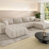 Ecksofa modernes U-Form Sofa mit Schlaffunktion und Bettkasten im Stoff WIND MILO U PREMIUM