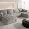 Ecksofa mit Schlaffunktion und Bettkasten modernes U-Form Sofa im Stoff WIND modernes U-Form Sofa TOKYO U PREMIUM