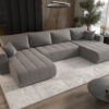 Sofa modernes Ecksofa mit Schlaffunktion und Bettkasten im Stoff WIND MILO U