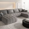 Ecksofa mit Schlaffunktion und Bettkasten modernes U-Form Sofa im Stoff WIND modernes U-Form Sofa TOKYO U PREMIUM