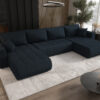 Sofa modernes Ecksofa mit Schlaffunktion und Bettkasten im Stoff WIND MILO U
