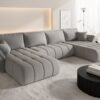 Ecksofa mit Schlaffunktion und Bettkasten modernes U-Form Sofa im Stoff WIND modernes U-Form Sofa TOKYO U PREMIUM