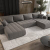 Sofa modernes Ecksofa mit Schlaffunktion und Bettkasten im Stoff WIND MILO U