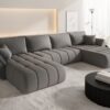 Ecksofa mit Schlaffunktion und Bettkasten modernes U-Form Sofa im Stoff WIND modernes U-Form Sofa TOKYO U PREMIUM