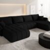 Ecksofa mit Schlaffunktion und Bettkasten modernes U-Form Sofa im Stoff WIND modernes U-Form Sofa TOKYO U PREMIUM